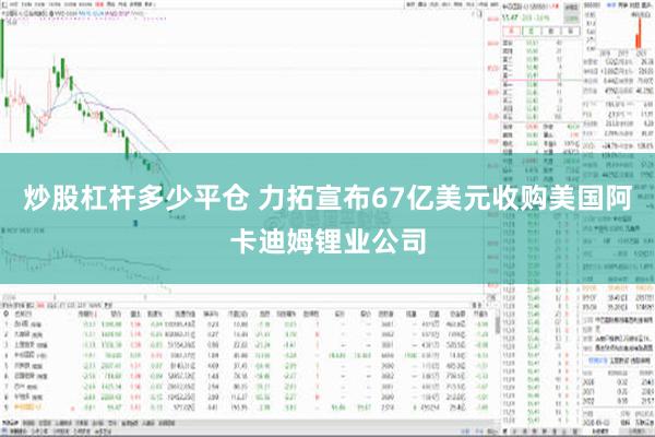 炒股杠杆多少平仓 力拓宣布67亿美元收购美国阿卡迪姆锂业公司