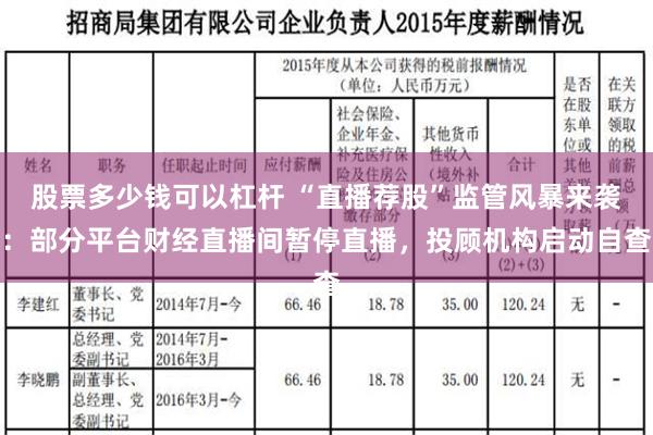 股票多少钱可以杠杆 “直播荐股”监管风暴来袭：部分平台财经直播间暂停直播，投顾机构启动自查