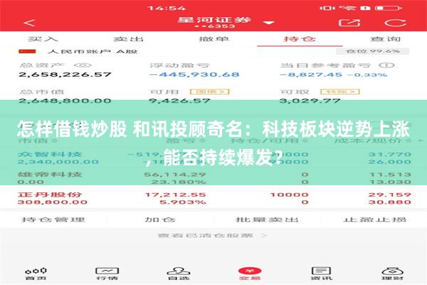 怎样借钱炒股 和讯投顾奇名：科技板块逆势上涨，能否持续爆发？